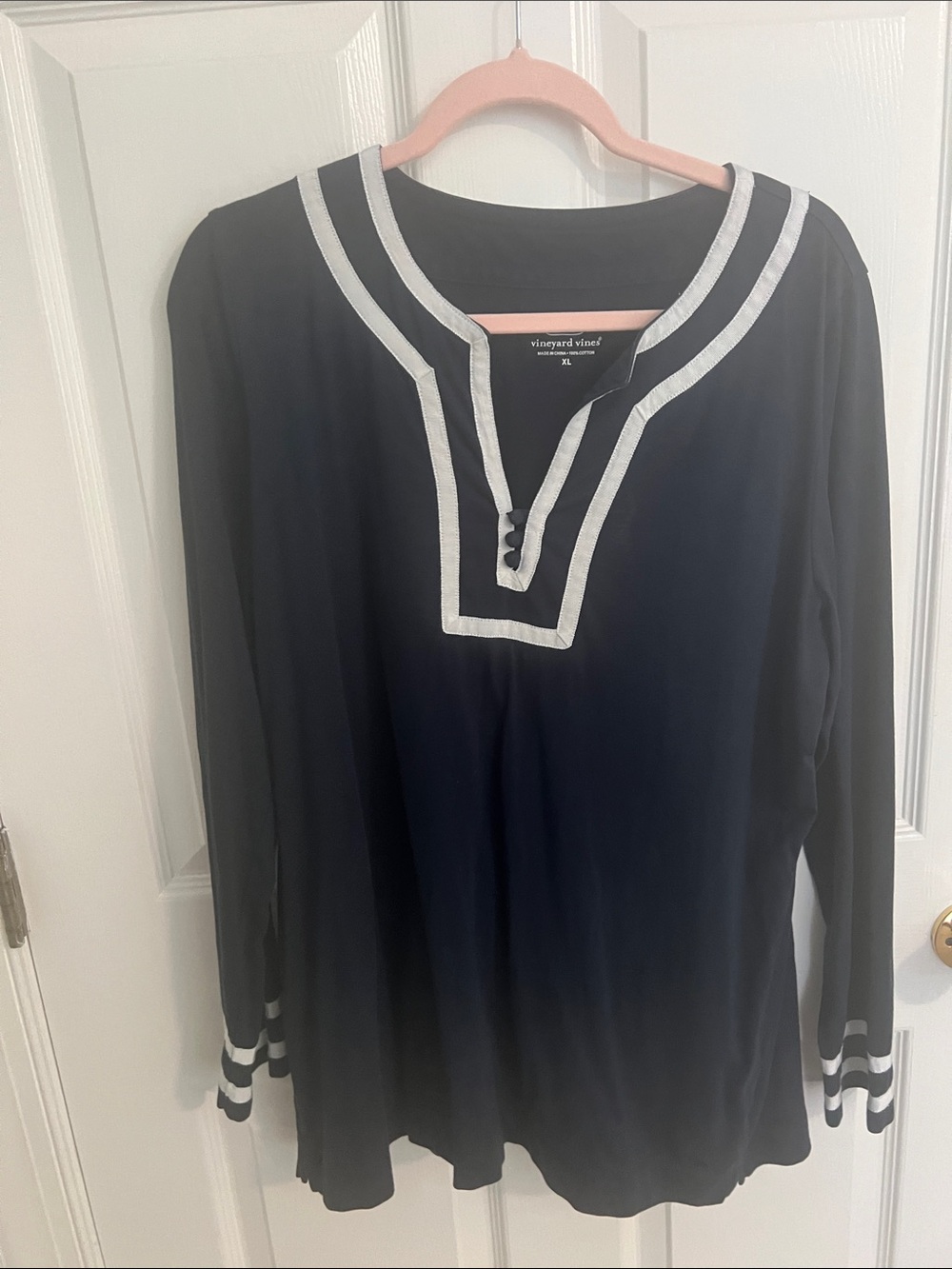 Vineyard Vines Navy Tunic with White Trim Accents